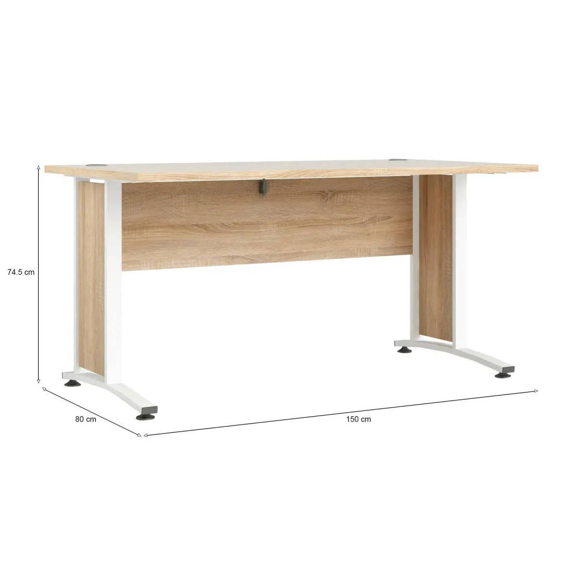Scrivania lineare quercia e bianca 150x80cm in legno - Ascorbato