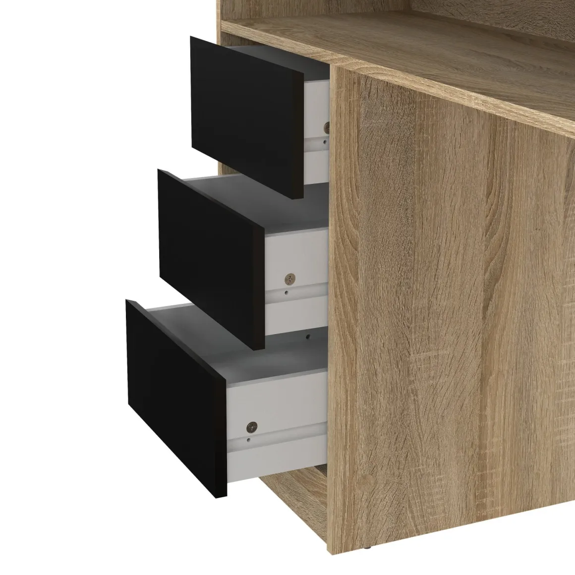 Ufficio|Camera Da Letto > Dmora Scrivania lineare quercia e nera 139x60cm metallo - Grimilde Nero, Marrone Quercia