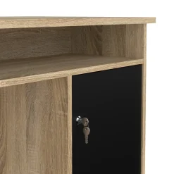 Ufficio|Camera Da Letto > Dmora Scrivania lineare quercia e nera 139x60cm metallo - Grimilde Nero, Marrone Quercia