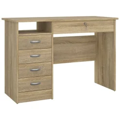 Scrivanie > Dmora Scrivania lineare quercia 109x48cm con 4 cassetti - Amor Marrone Quercia