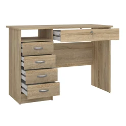 Scrivanie > Dmora Scrivania lineare quercia 109x48cm con 4 cassetti - Amor Marrone Quercia