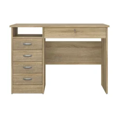 Scrivanie > Dmora Scrivania lineare quercia 109x48cm con 4 cassetti - Amor Marrone Quercia
