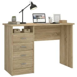 Ufficio|Camera Da Letto > Dmora Scrivania lineare quercia 110x60cm piano in legno massello - Melita Marrone Quercia