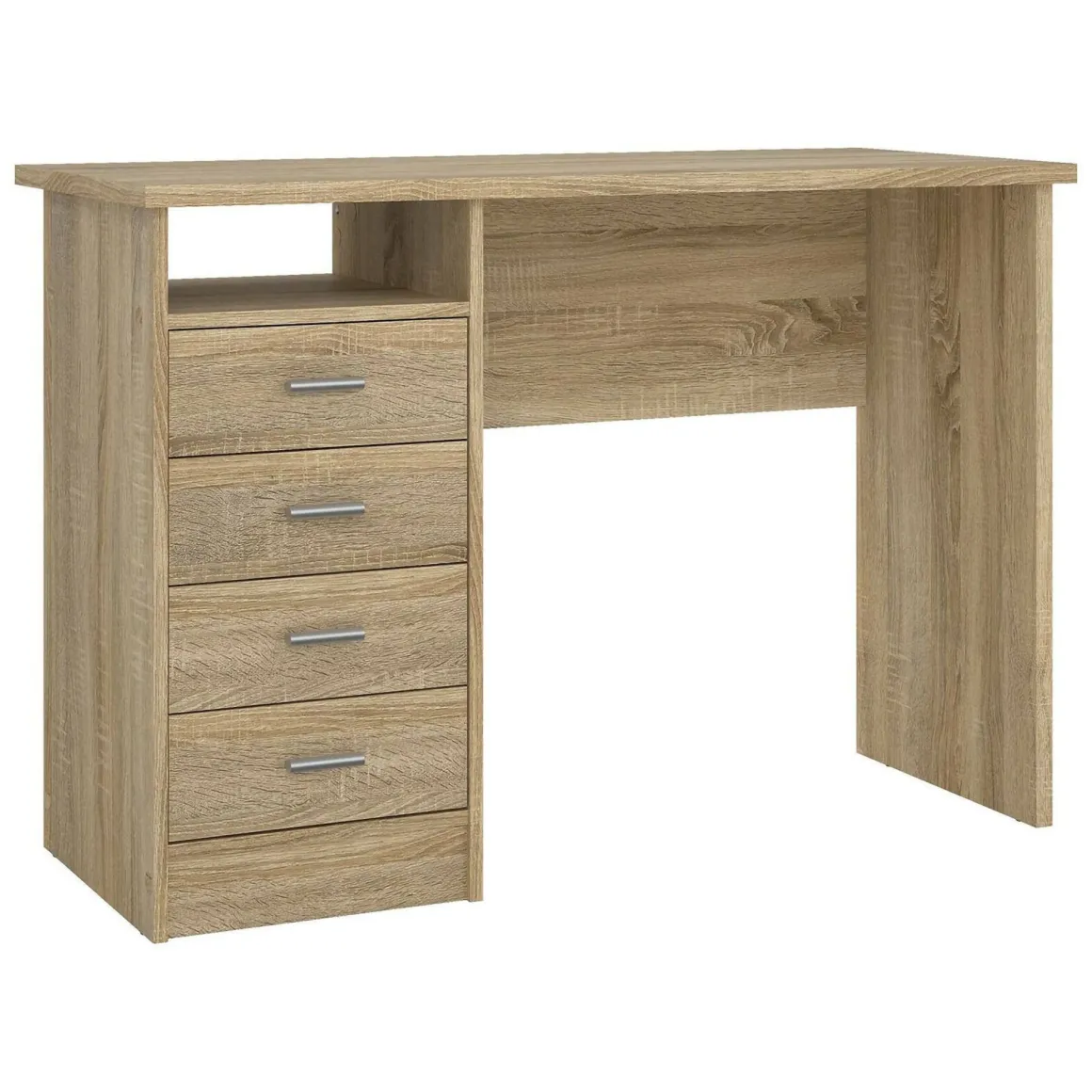 Scrivania lineare quercia 110x48cm con 4 cassetti - Appollo