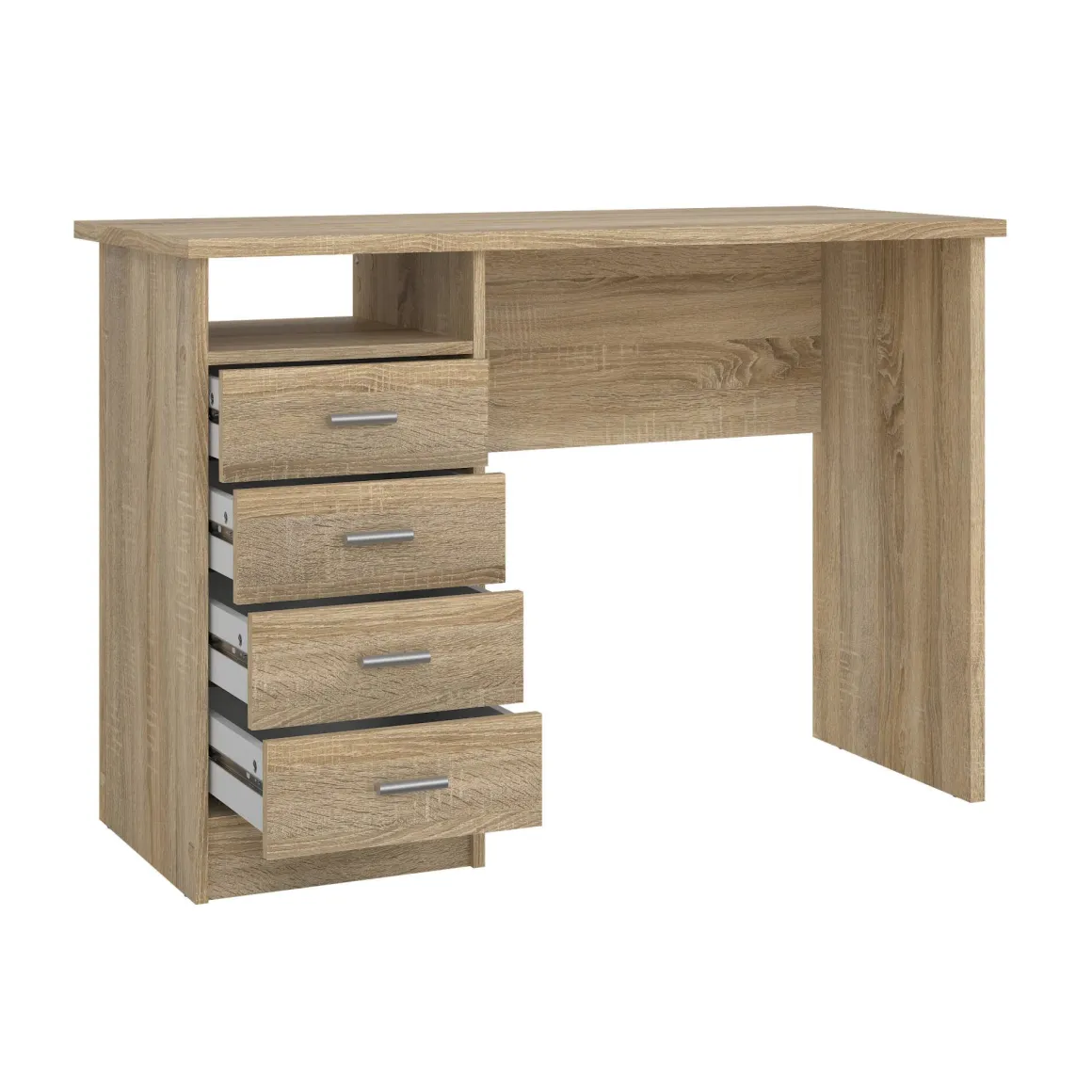 Scrivania lineare quercia 110x48cm con 4 cassetti - Appollo
