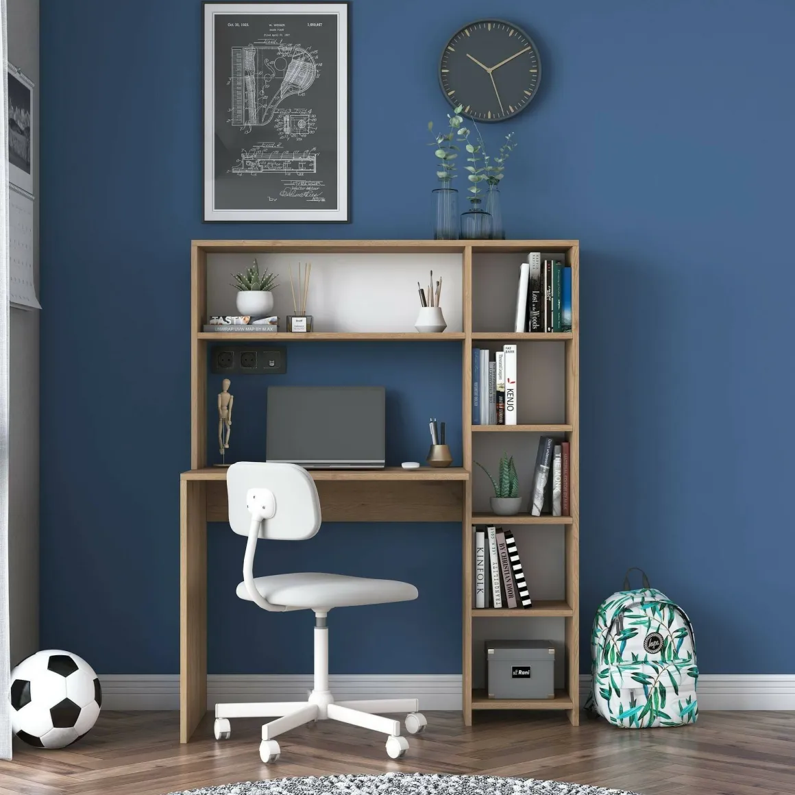 Scrivania lineare quercia 113x40cm con libreria - Arapaho