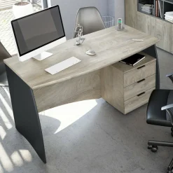Scrivania lineare rovere e antracite 136x67cm con 3 cassetti - Azziz