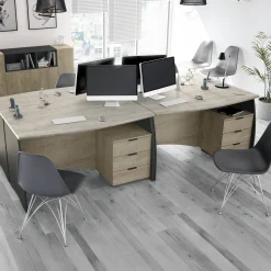 Scrivania lineare rovere e antracite 136x67cm con 3 cassetti - Azziz
