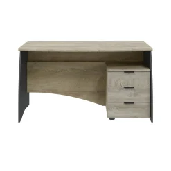 Scrivania lineare rovere e antracite 136x67cm con 3 cassetti - Azziz