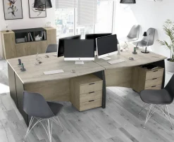 Scrivania lineare rovere e antracite 136x67cm con 3 cassetti - Azziz