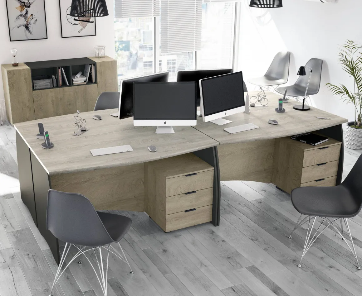Scrivania lineare rovere e antracite 136x67cm con 3 cassetti - Azziz