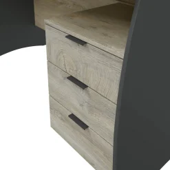 Scrivania lineare rovere e antracite 136x67cm con 3 cassetti - Azziz