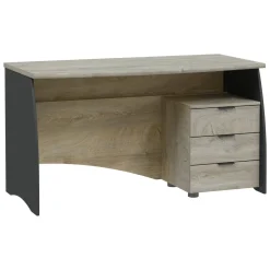 Scrivania lineare rovere e antracite 136x67cm con 3 cassetti - Azziz