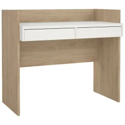 Scrivanie > Dmora Scrivania lineare rovere e bianca 102x55cm con 2 cassetti - Antillo Bianco, Marrone Rovere