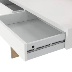 Scrivanie > Dmora Scrivania lineare rovere e bianca 102x55cm con 2 cassetti - Antillo Bianco, Marrone Rovere