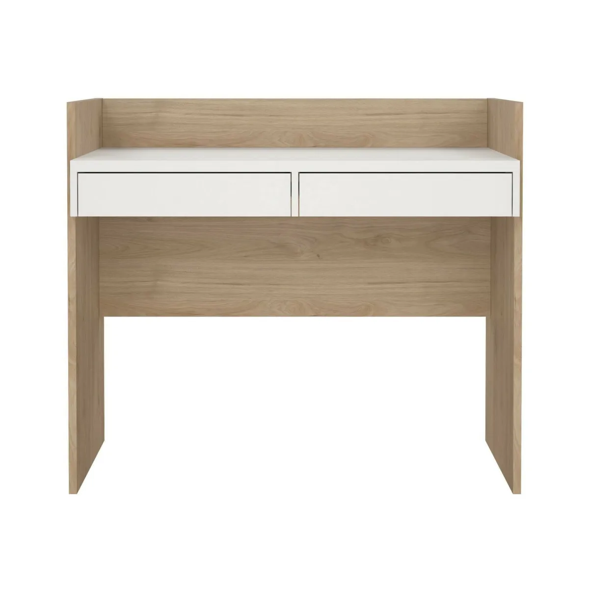 Scrivanie > Dmora Scrivania lineare rovere e bianca 102x55cm con 2 cassetti - Antillo Bianco, Marrone Rovere