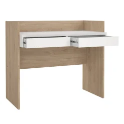 Scrivanie > Dmora Scrivania lineare rovere e bianca 102x55cm con 2 cassetti - Antillo Bianco, Marrone Rovere