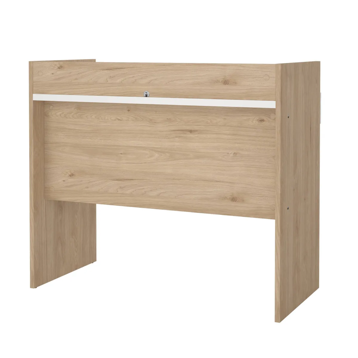 Scrivanie > Dmora Scrivania lineare rovere e bianca 102x55cm con 2 cassetti - Antillo Bianco, Marrone Rovere