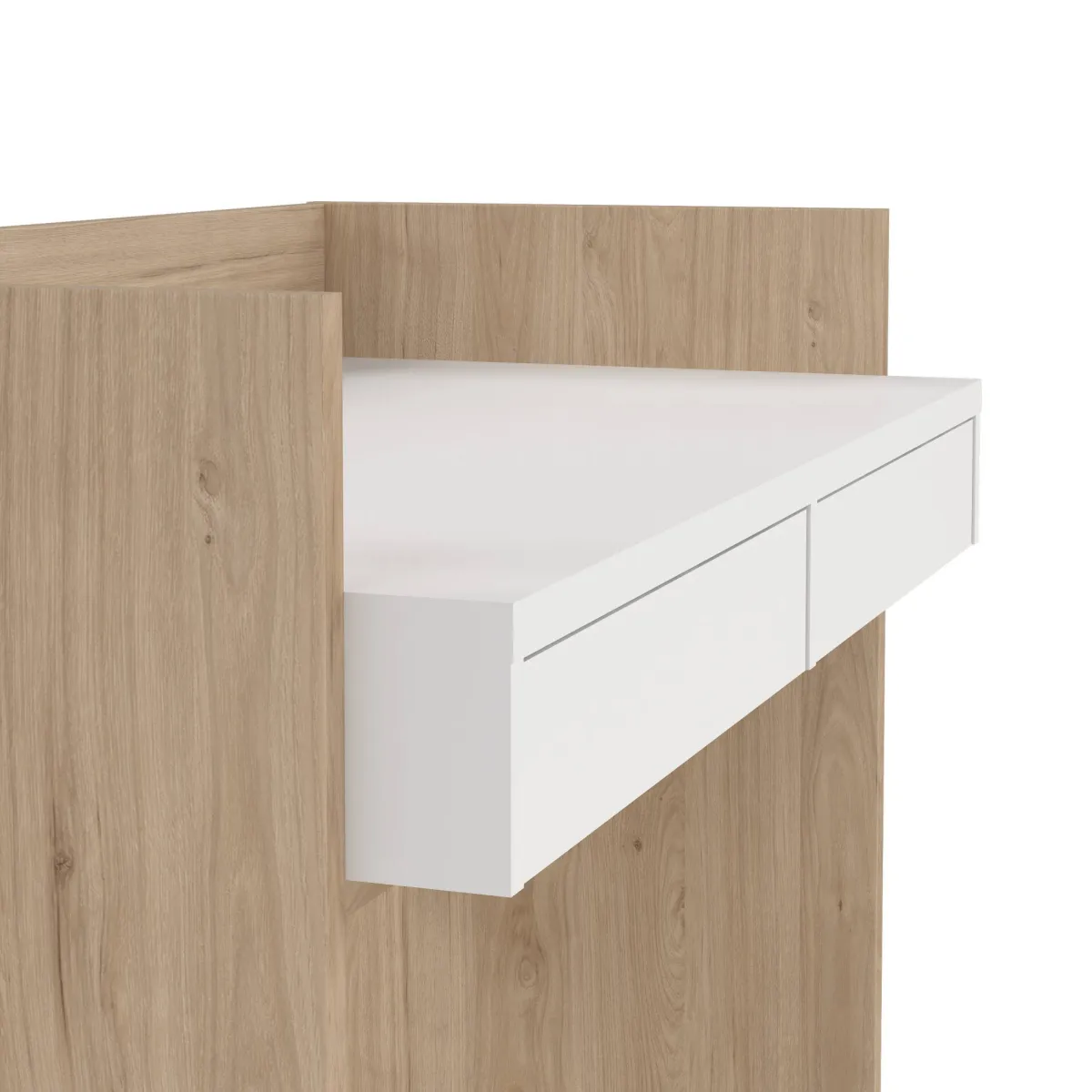 Scrivanie > Dmora Scrivania lineare rovere e bianca 102x55cm con 2 cassetti - Antillo Bianco, Marrone Rovere