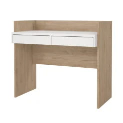 Scrivanie > Dmora Scrivania lineare rovere e bianca 102x55cm con 2 cassetti - Antillo Bianco, Marrone Rovere