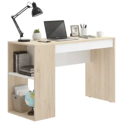 Scrivania lineare rovere e bianca 115x50cm con libreria - Arianella