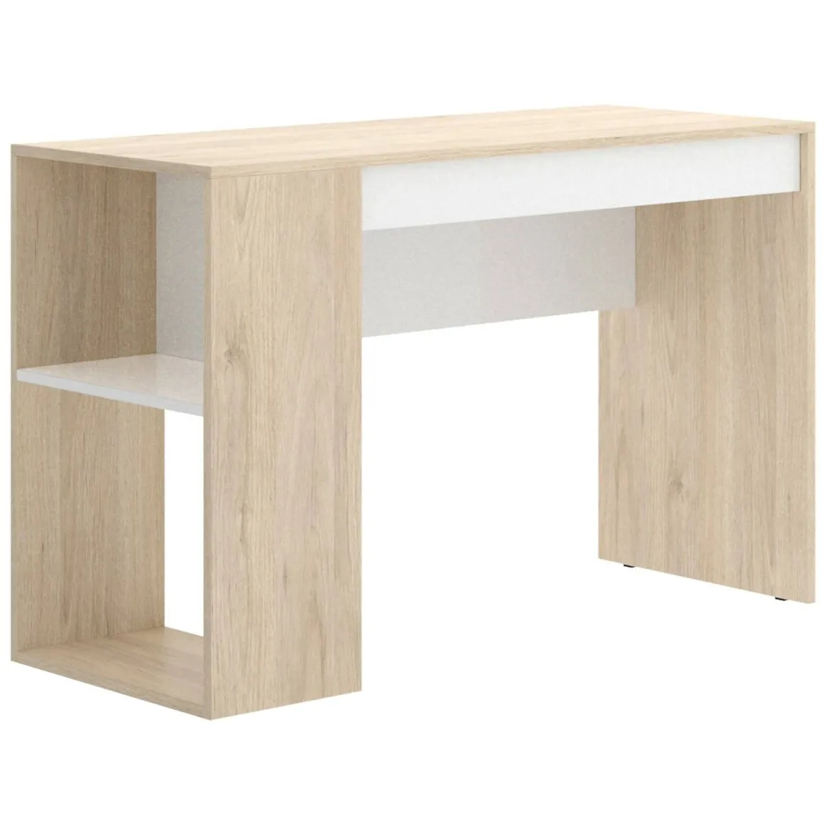 Scrivania lineare rovere e bianca 115x50cm con libreria - Arianella