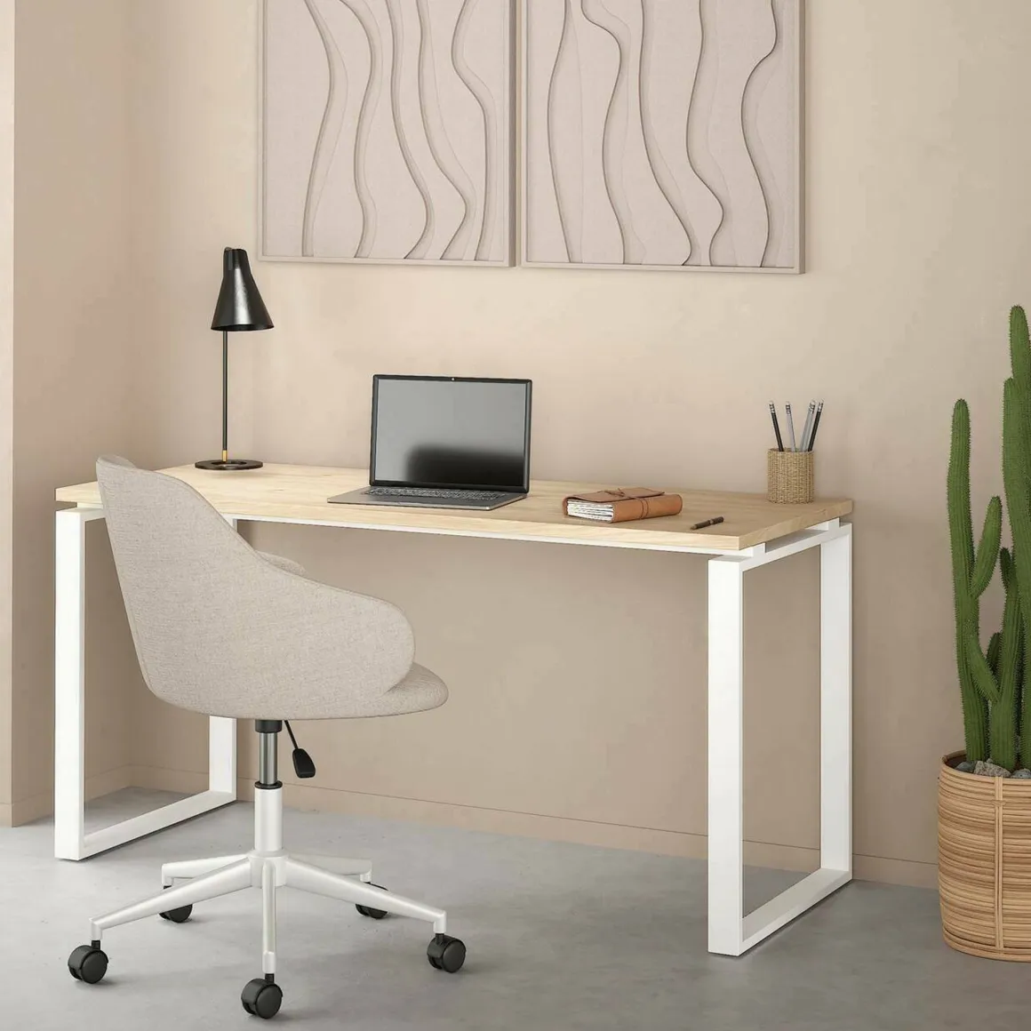 Scrivania lineare rovere e bianca 150x60cm - Arignano