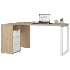 Scrivania lineare rovere e bianca 150x99cm in legno - Medard
