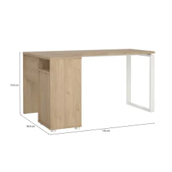 Scrivania lineare rovere e bianca 150x99cm in legno - Medard