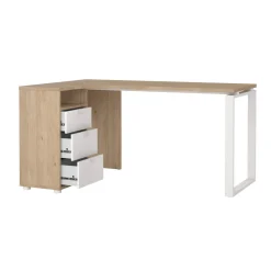 Scrivania lineare rovere e bianca 150x99cm in legno - Medard