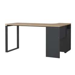 Scrivania lineare rovere e grigia 150x99cm con 3 cassetti - Medard