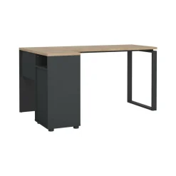 Scrivania lineare rovere e grigia 150x99cm con 3 cassetti - Medard