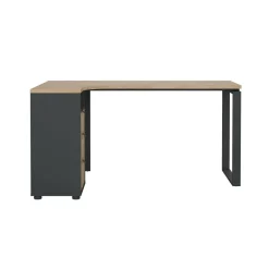Scrivania lineare rovere e grigia 150x99cm con 3 cassetti - Medard
