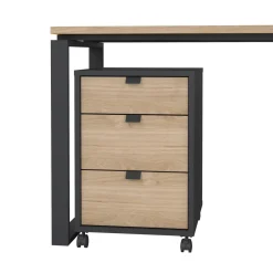 Scrivania lineare rovere e grigia 184x79cm con libreria - Etienne