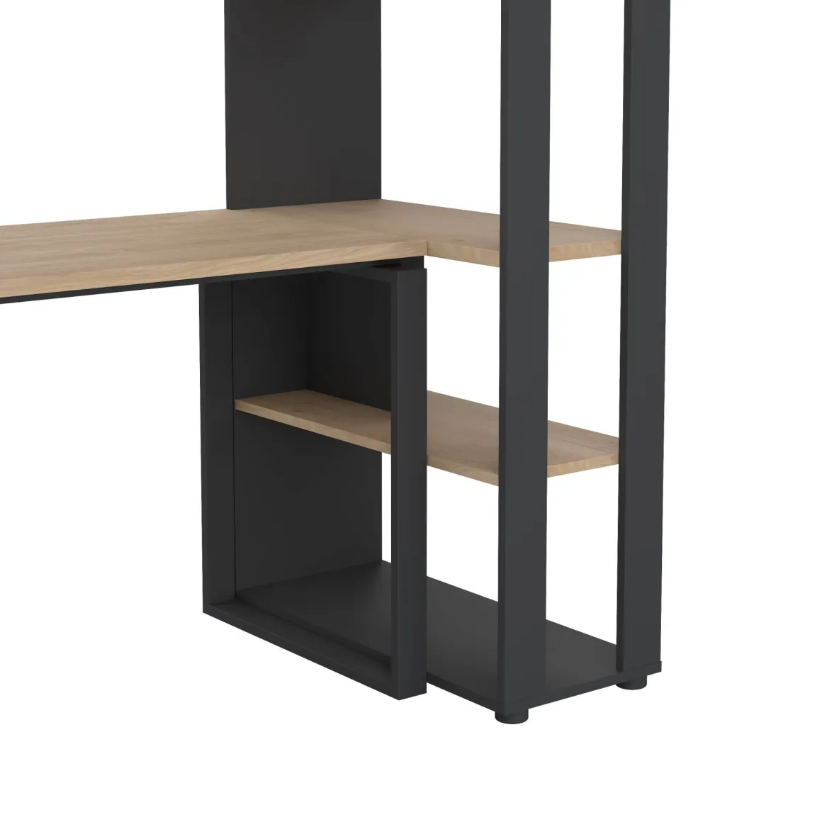 Scrivania lineare rovere e grigia 184x79cm con libreria - Etienne