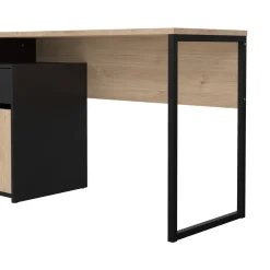 Scrivanie > Dmora Scrivania lineare rovere e nera 130x48cm con 1 cassetto - Mele Nero, Marrone Rovere