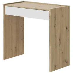 Ufficio|Camera Da Letto > Dmora Scrivania lineare rovere nodi e bianca 81x40cm con 1 cassetto - Akaba Bianco, Marrone Rovere Nodi