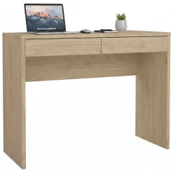 Scrivanie > Dmora Scrivania lineare rovere 100x39cm con 2 cassetti - Acero Marrone Rovere