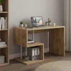 Ufficio|Camera Da Letto > Dmora Scrivania lineare rovere 100x50cm con porta pc - Eva Marrone Rovere
