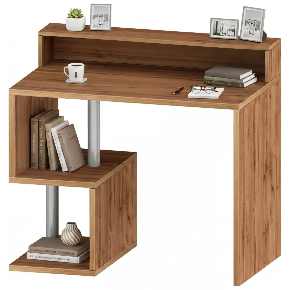 Scrivania lineare rovere 100x50cm con supporto computer - Giusy