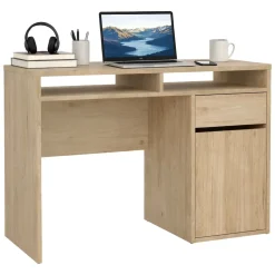 Scrivanie > Dmora Scrivania lineare rovere 110x48cm con 3 cassetti - Huaning Marrone Rovere