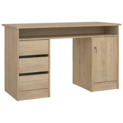 Scrivania lineare rovere 126x55cm con 3 cassetti - Shanshan