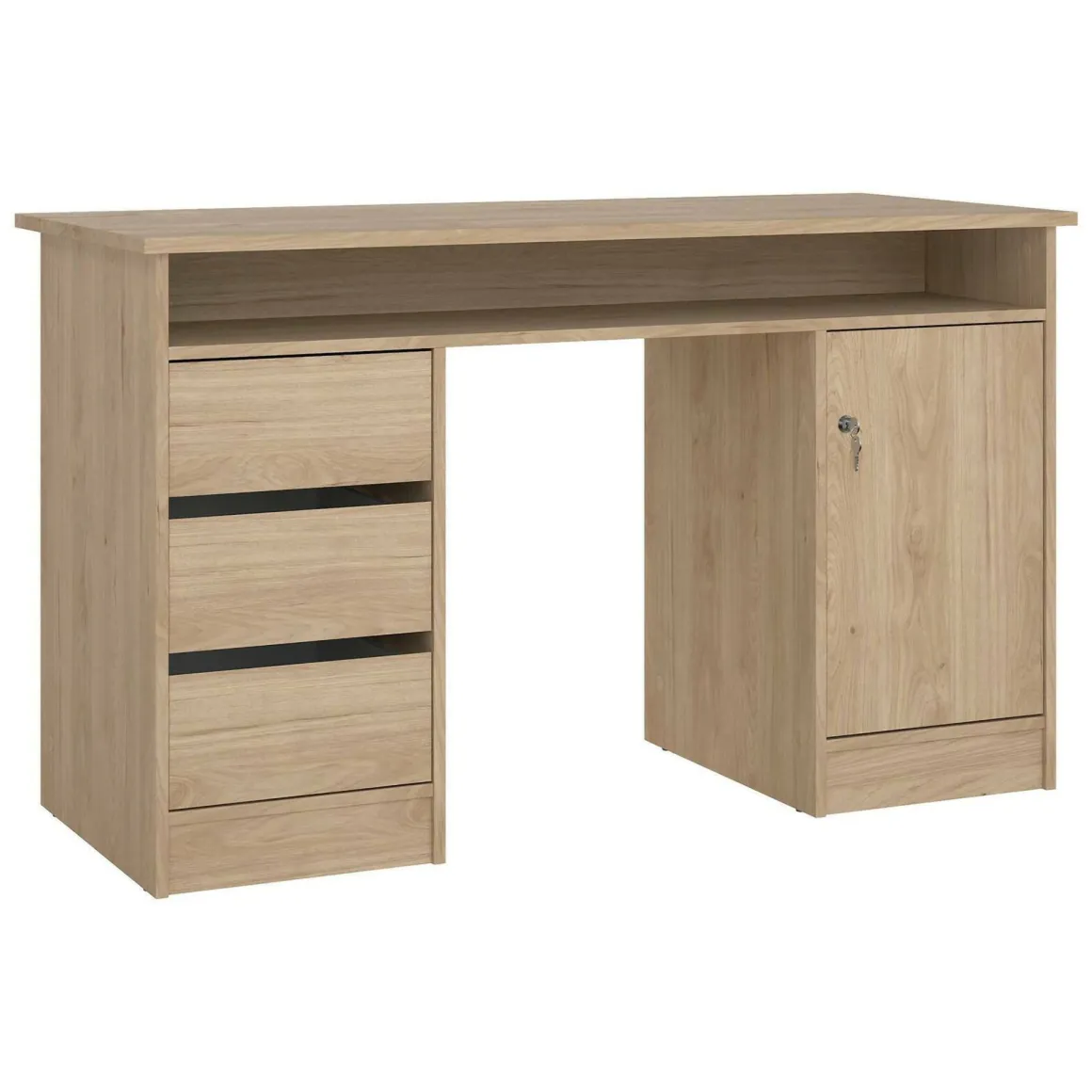 Scrivania lineare rovere 126x55cm con 3 cassetti - Shanshan