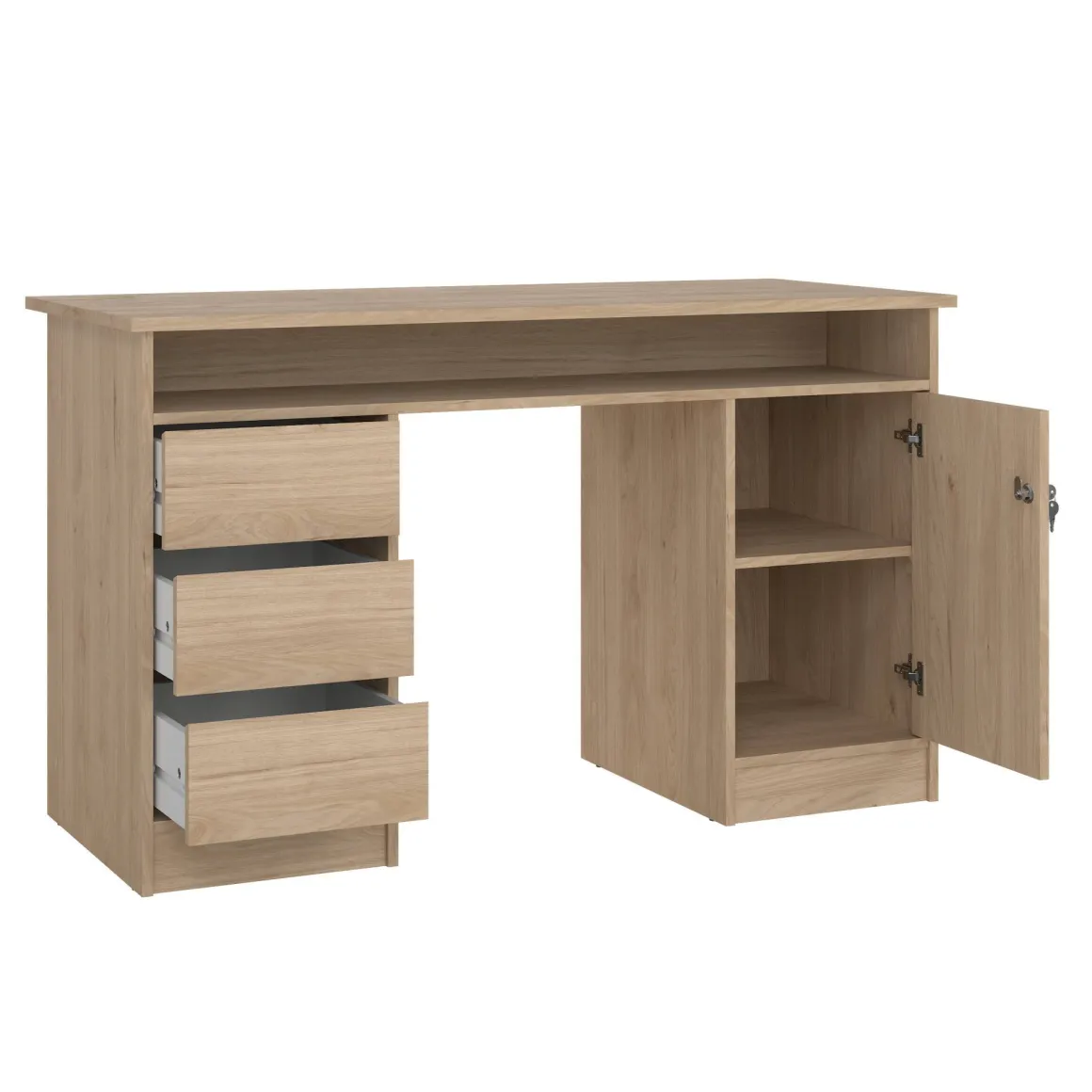 Scrivania lineare rovere 126x55cm con 3 cassetti - Shanshan