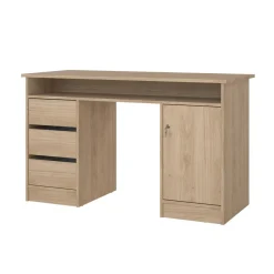 Scrivania lineare rovere 126x55cm con 3 cassetti - Shanshan
