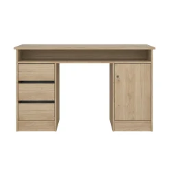 Scrivania lineare rovere 126x55cm con 3 cassetti - Shanshan