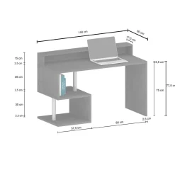 Ufficio|Camera Da Letto > Dmora Scrivania lineare rovere 140x60cm con supporto computer - Yemyin Marrone Rovere