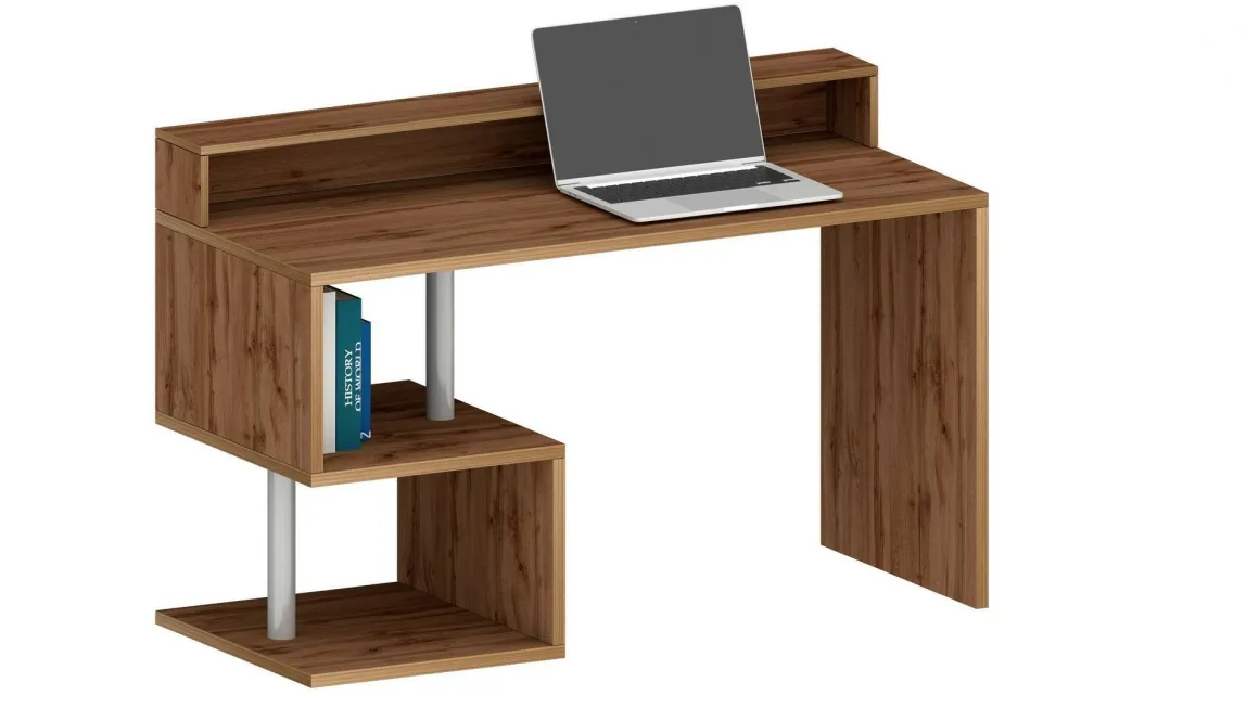 Ufficio|Camera Da Letto > Dmora Scrivania lineare rovere 140x60cm con supporto computer - Yemyin Marrone Rovere