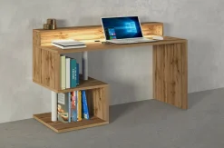 Ufficio|Camera Da Letto > Dmora Scrivania lineare rovere 140x60cm con supporto computer - Yemyin Marrone Rovere