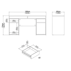 Scrivanie > Dmora Scrivania lineare rovere 149x48cm con libreria - Ambrenti Marrone Rovere